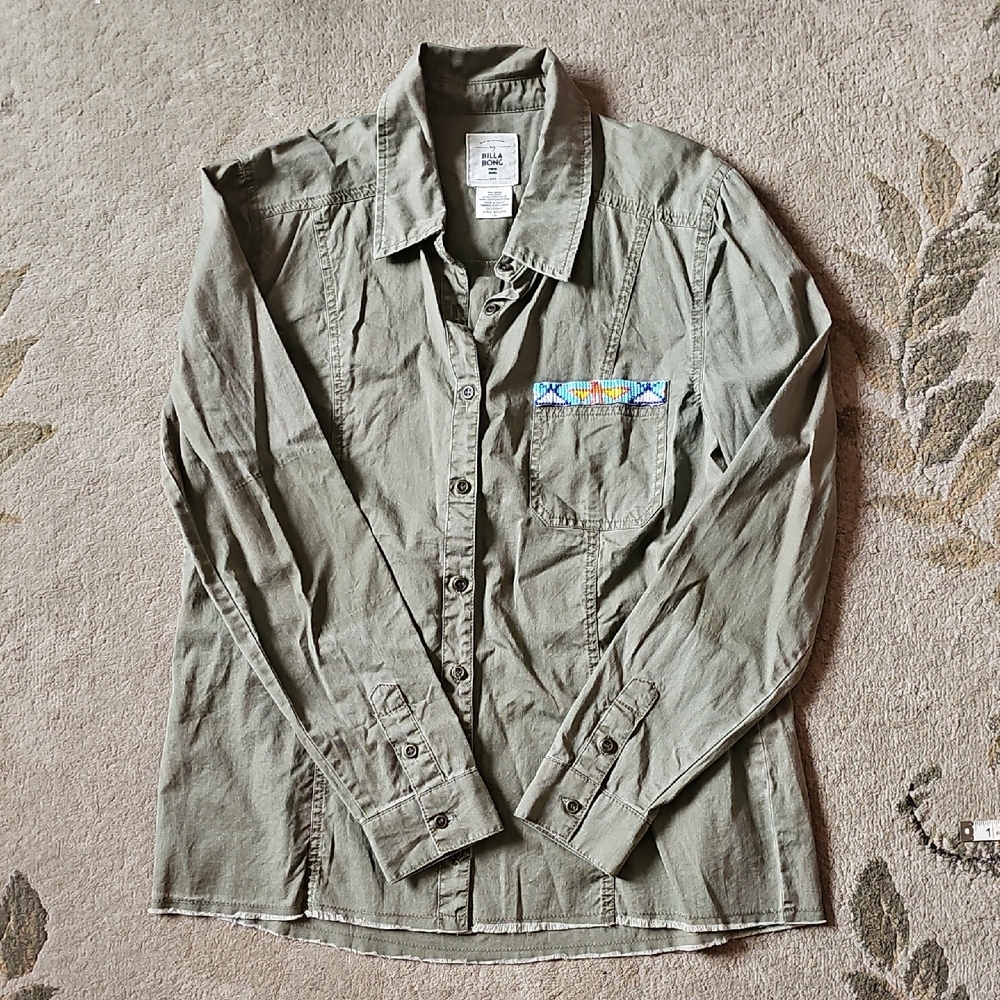 Billabong Olive Button Down Shirt